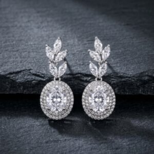 Oval Halo Earings