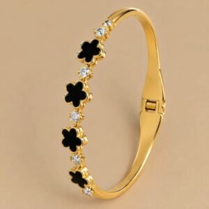 Black Enamel Floral Bracelet